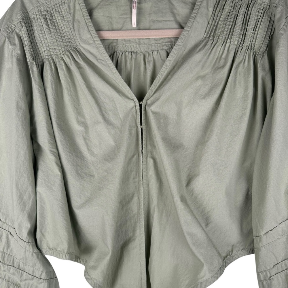 Free People Green 100% Cotton Gigi Tie Front Crop Top Size Small P - Picture 4 of 11